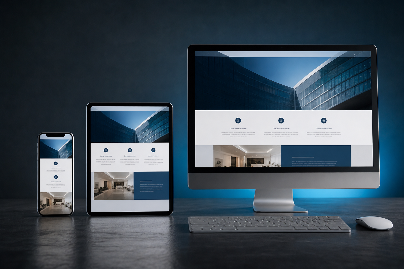 Responsive website design layout across phone tablet and desktop screens