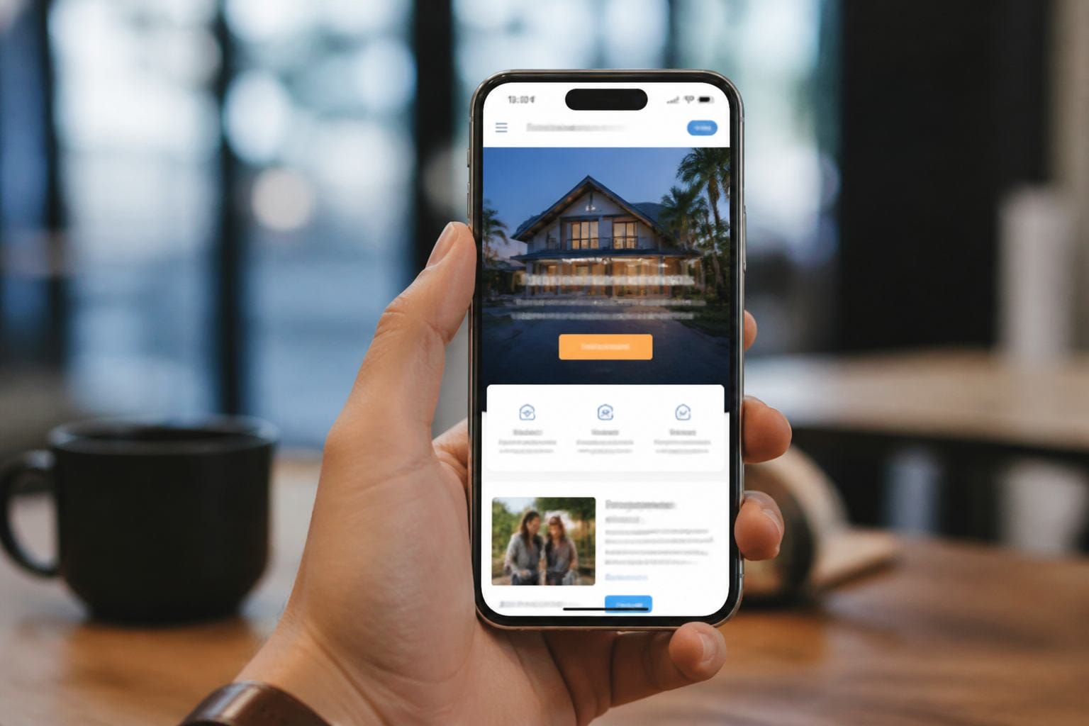 Mobile-first landing page displayed on a smartphone
