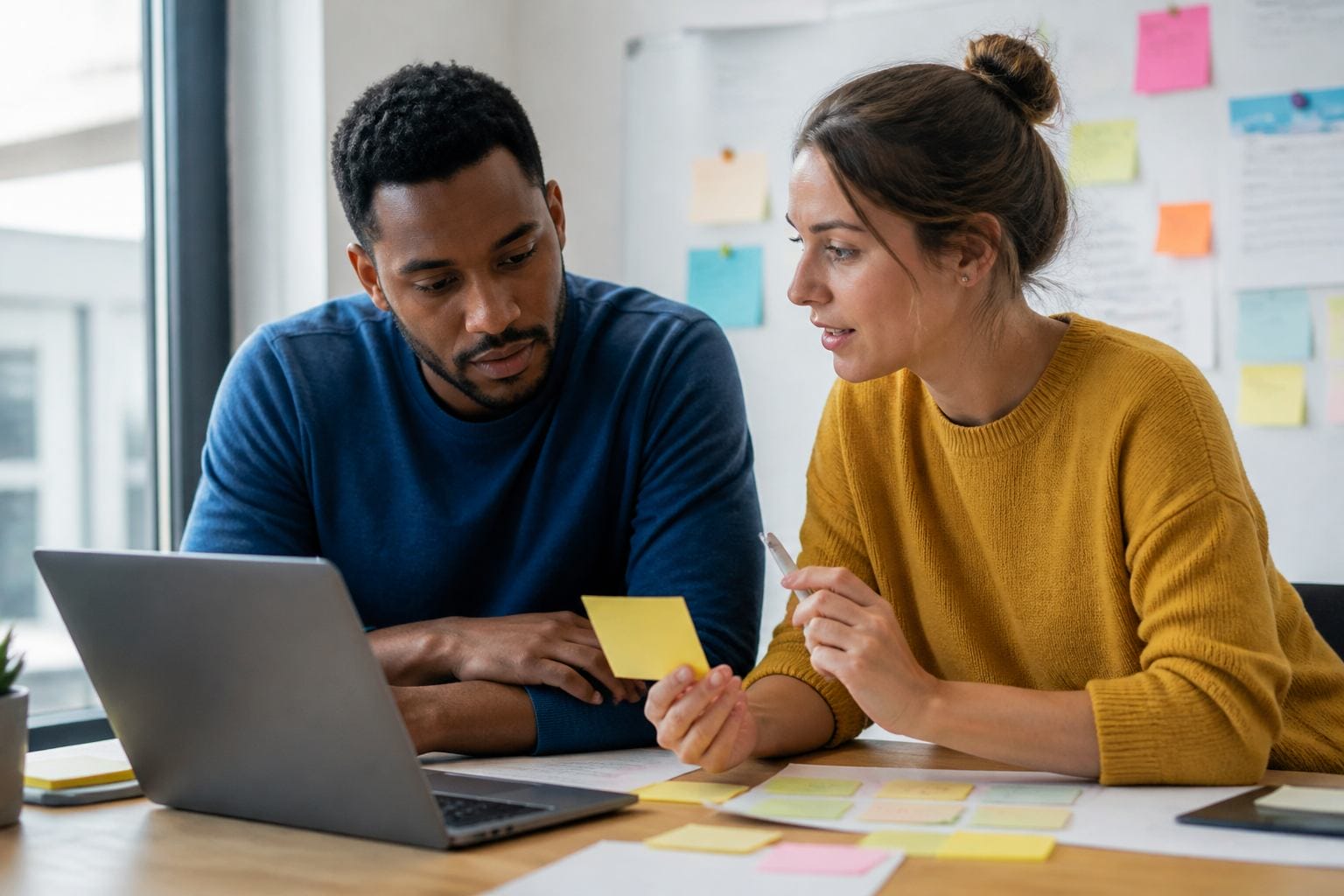 Team comparing headline options for a landing page