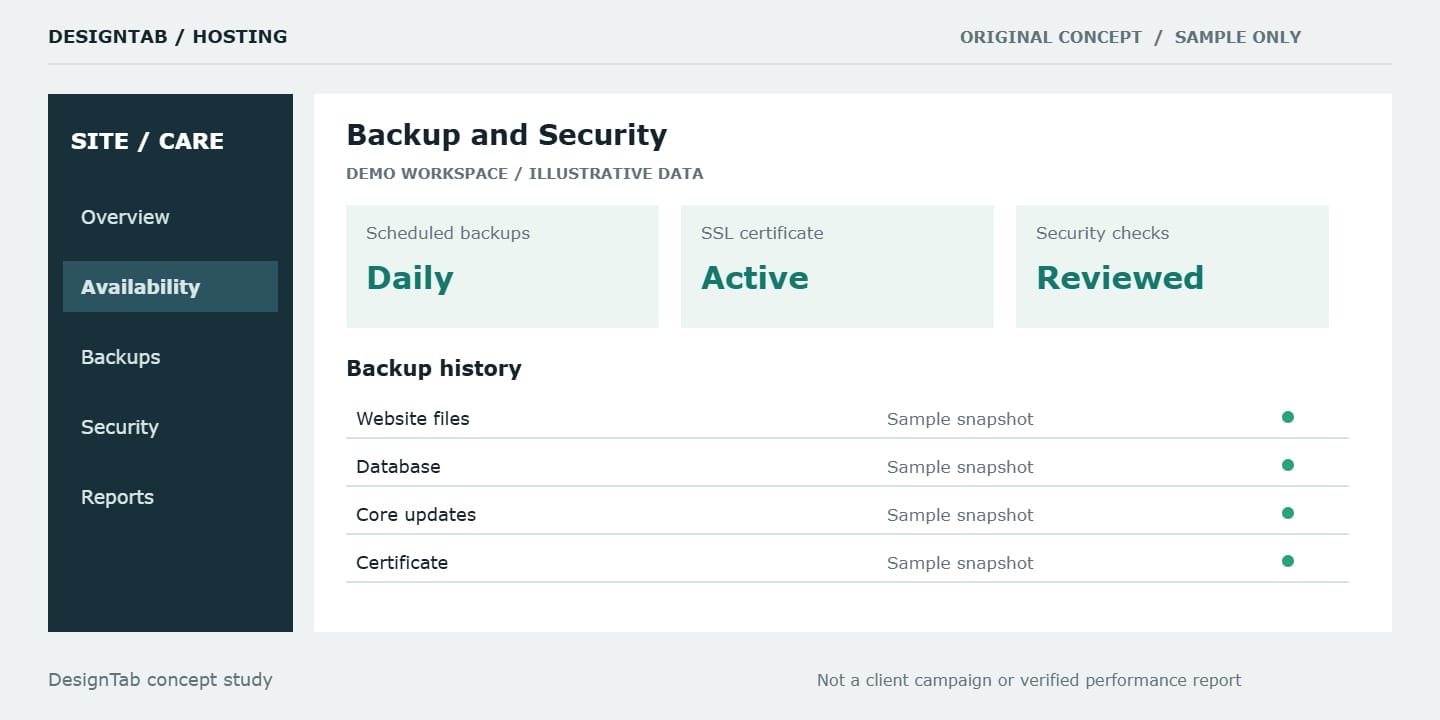 Backup and Security - original concept sample, not client work