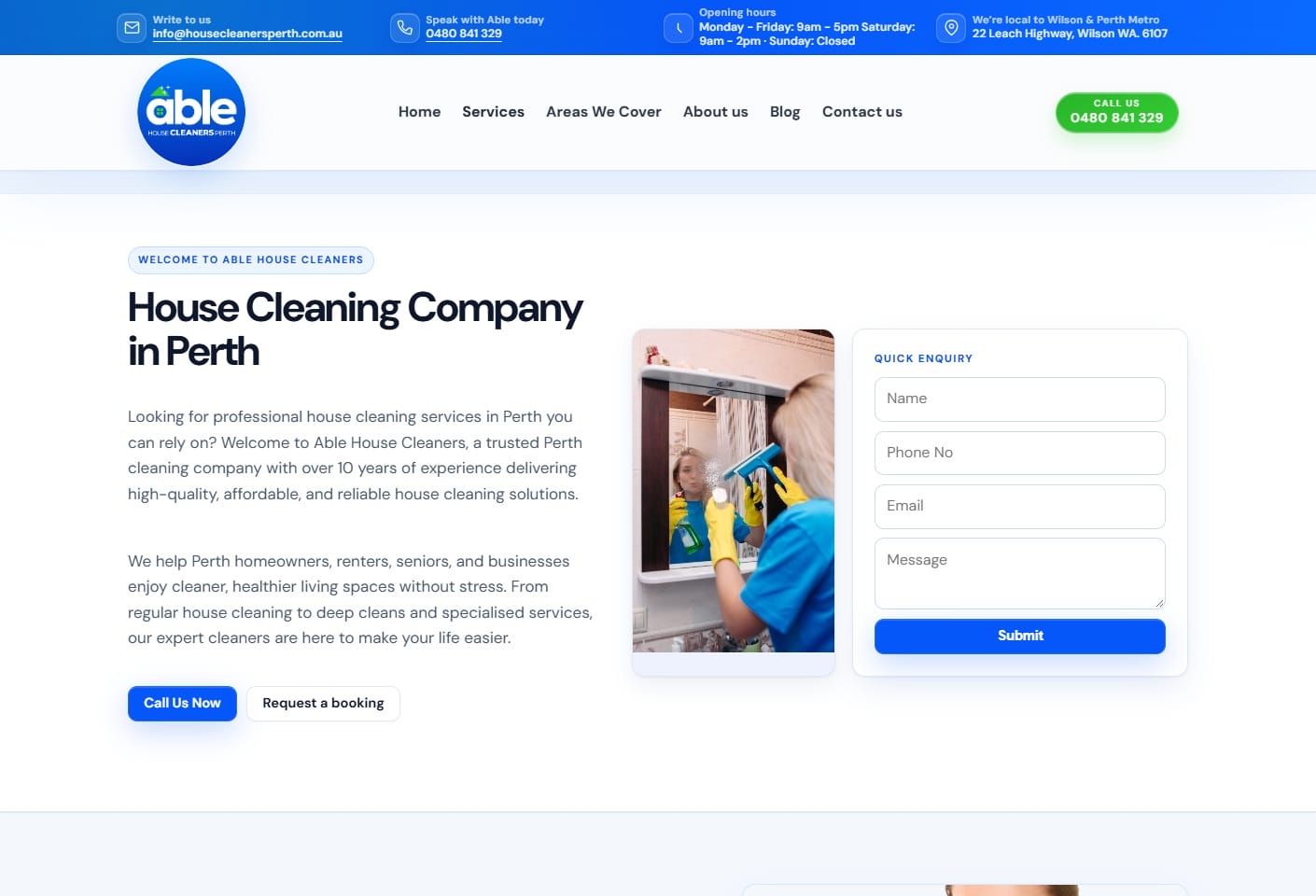 House Cleaners Perth - homepage hero