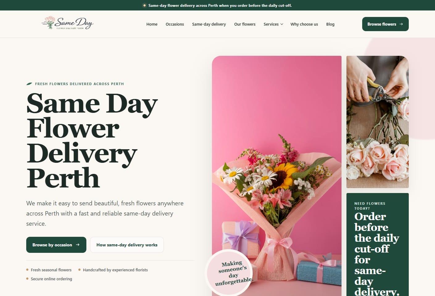 Same Day Flower Delivery Perth - homepage hero
