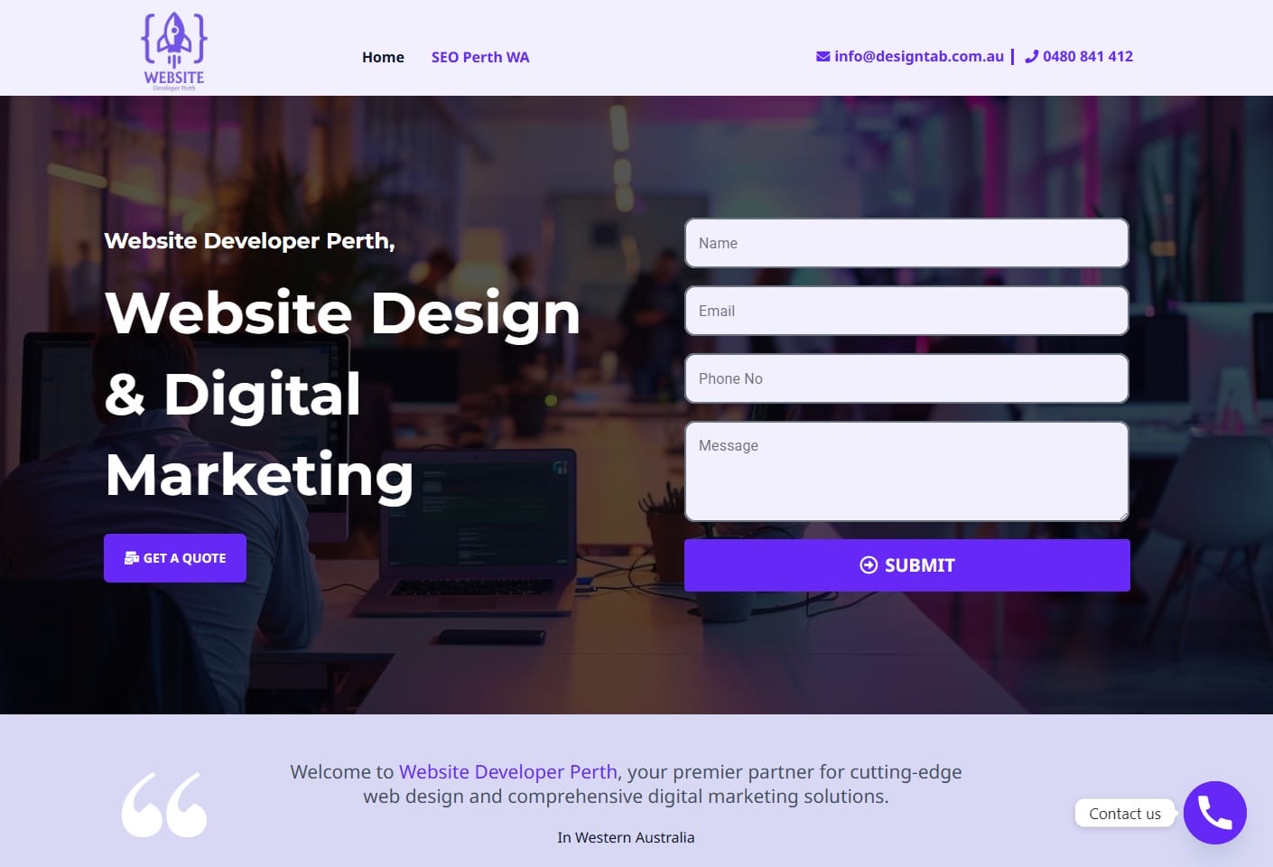 Website Developer Perth - homepage hero