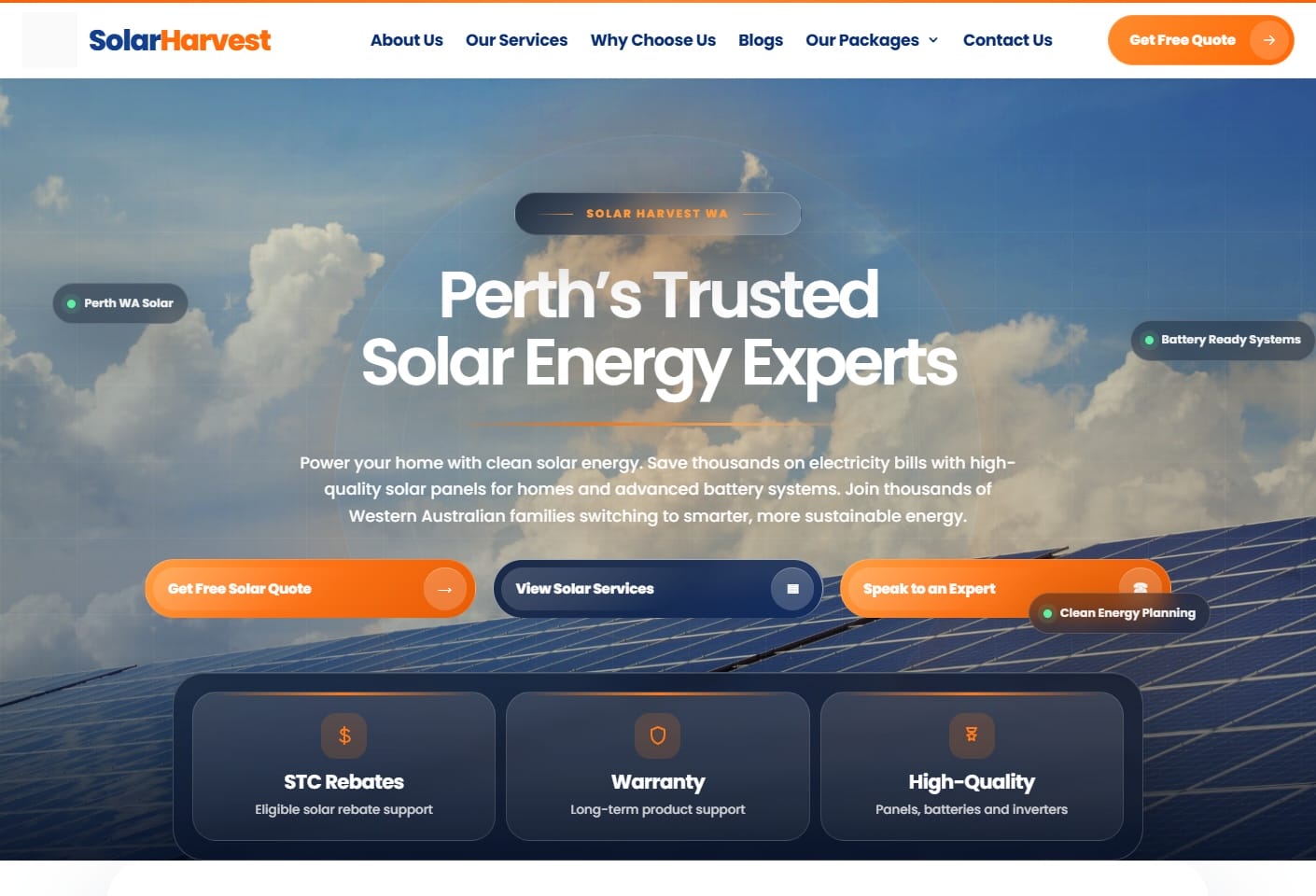 Solar Harvest WA - homepage hero
