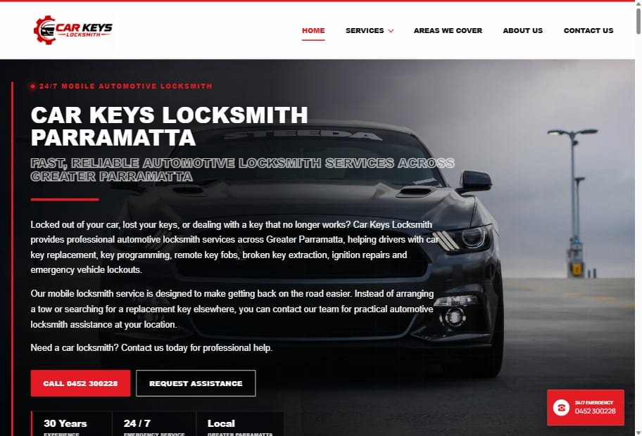 Car Keys Locksmith website design