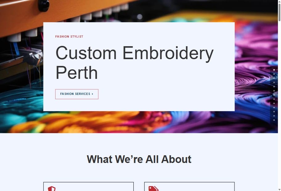 Custom Embroidery Perth website design