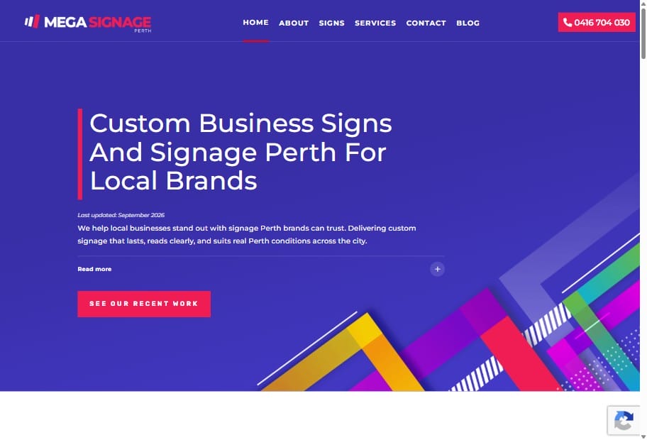 Mega Signage Perth website design